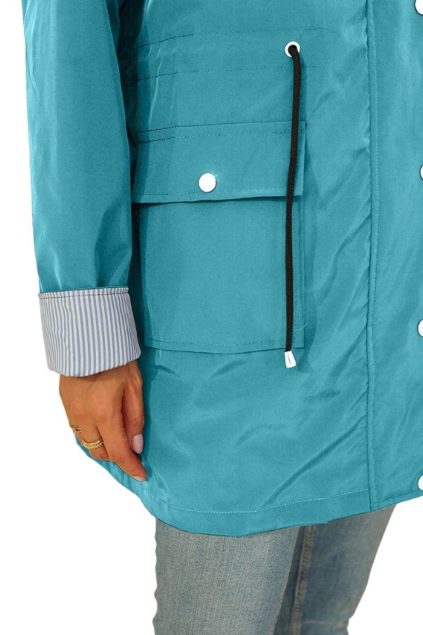 Blissea™ | Water-Resistant Hooded Striped Rain Jacket