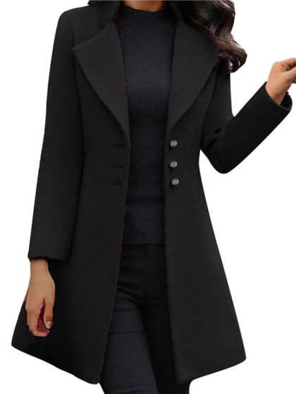 Avenelle™ | Long-Sleeve Wool Coat