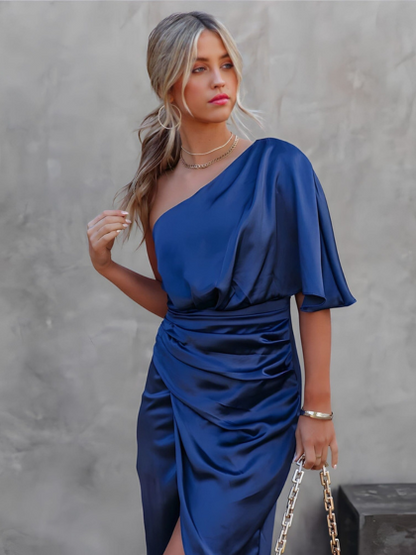 Emma™ | Elegant Silk Dress with a Slit