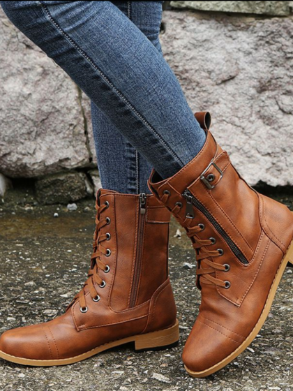 StrideFlex | Side-Zip Round-Toe Boots