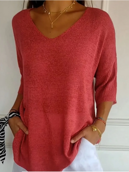 Velvet | Stitch V-Neck Top