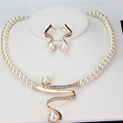 Natural Pearl Necklace + Earrings Set