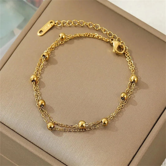 Gold Plated Bead Anklet