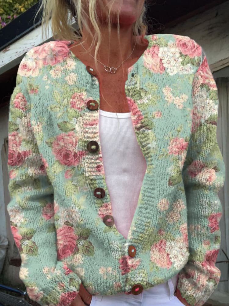 Lovella™ | Timeless Floral Knit Cardigan